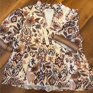 NWT She + Sky Floral Flowy Boho Top